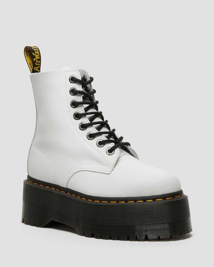 Dr Martens Vintersko Dame Hvite 1460 Pascal Max Læder Platform 5079GQXFR